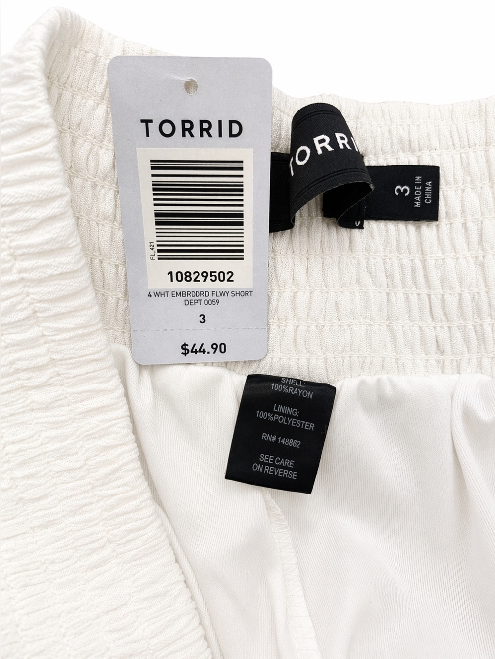 torrid Plus Size Off White Textured Shorts with Black Print Detail Size 22/24 - Picture 6 of 6